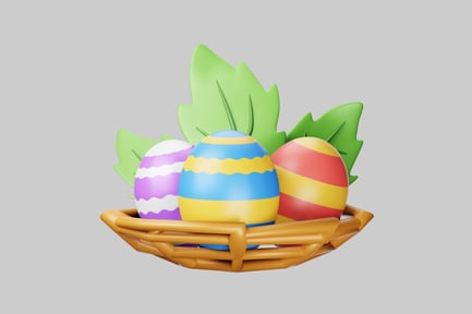 Preview: Striped eggs in woven basket