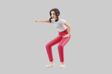 Preview: Cartoon woman pointing pose character
