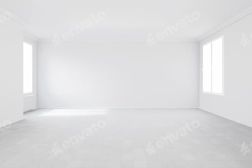 Preview: Bright White Empty Room with Windows