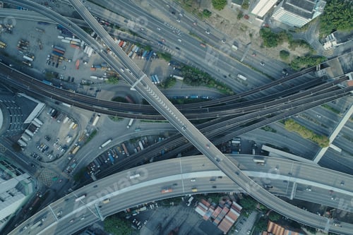 Preview: Aerial view of the roads and bridges on Hong Kong city