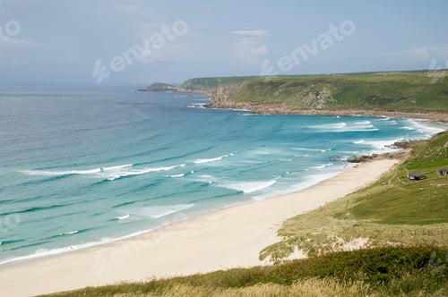 Preview: Scenic view of Sennen cove in cornwall