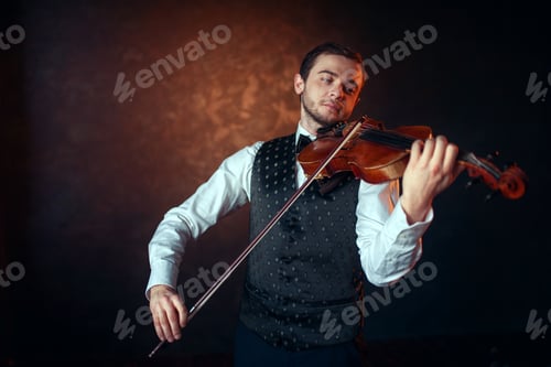 Preview: Male fiddler playing classical music on violin