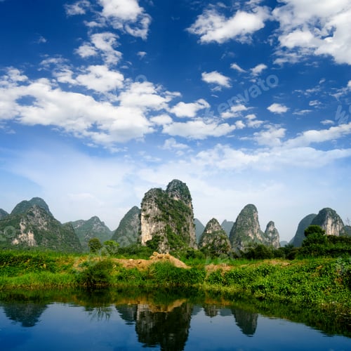 Preview: karst mountain landscape and reflection