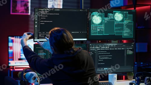 Preview: Evil software developer building scripts that can hack devices