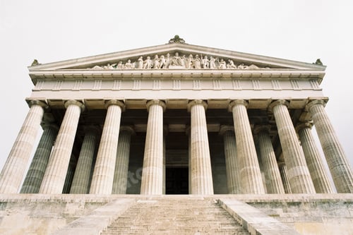 Preview: Low angle closeup shot of the Walhalla hall of fame in Germany