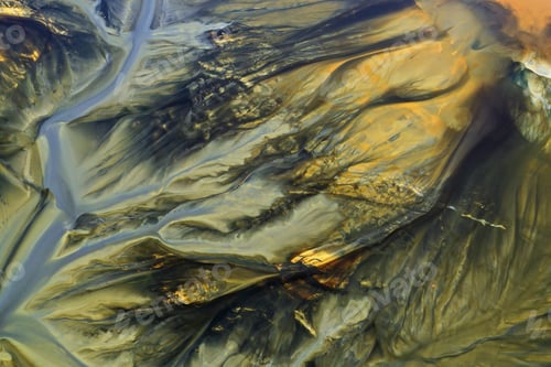 Preview: Patterns of acid mine drainage in decanting lake, nature pollution, aerial view