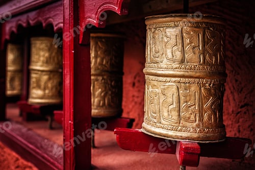 Preview: Buddhist prayer wheels , Ladakh