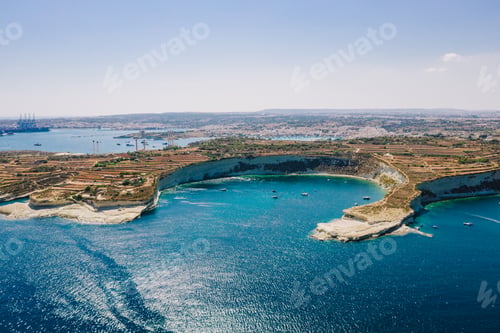 Preview: Aerial view of Il-Ħofra ż-Żgħira bay in Malta
