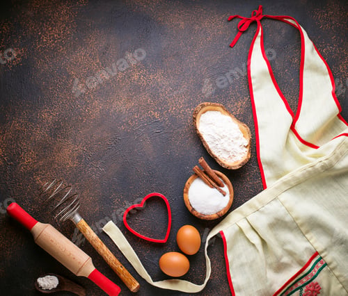 Preview: Ingredients for baking and apron