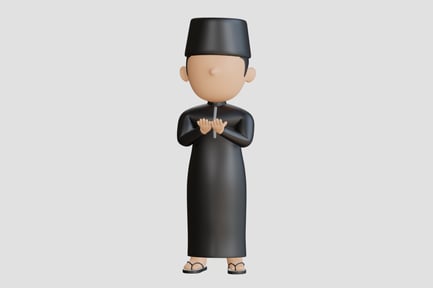 Preview: 3D Character of Muslim Man with Folded Arms