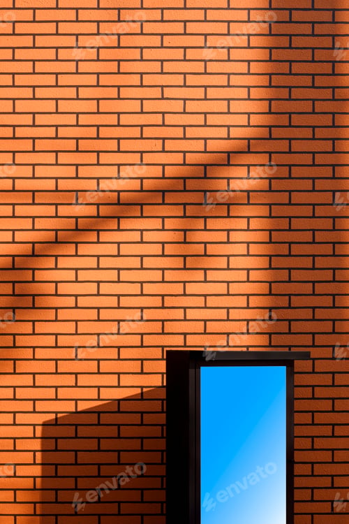 Preview: Blank steel billboard stand with clipping path on artificial brick wall of vintage restaurant