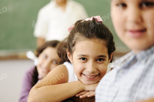 Preview: Happy Friends And Colleagues In Classroom, Male And Female, Smiling