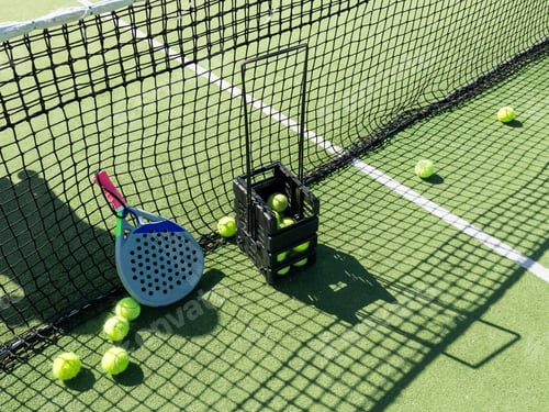 Preview: Paddle shovel rests on a basket of balls after a training on the track in court