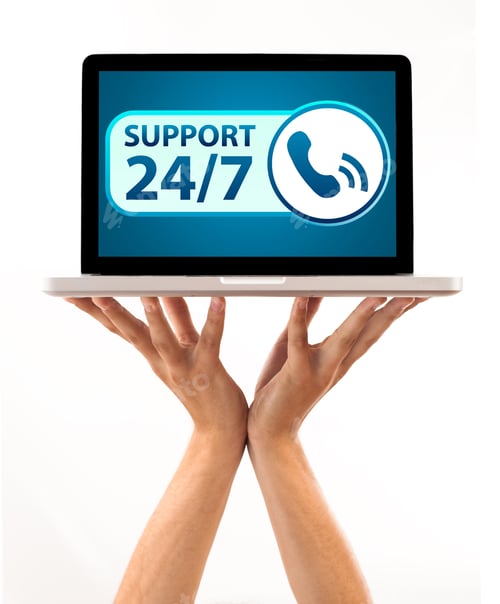 Preview: Laptop With Support 24/7 , Isolated On White
