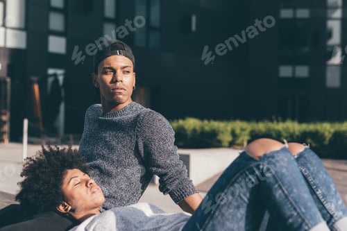 Preview: Multiethnic couple outdoor
