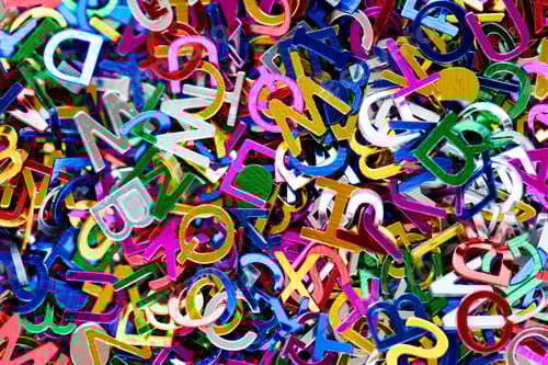 Preview: Closeup of colorful alphabets decorative papers closeup
