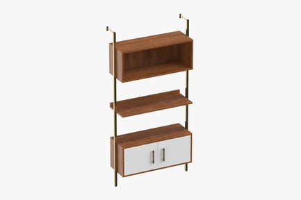 Preview: Mid-Century Modern Wood and Metal Wall Shelving