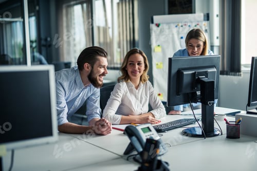 Brainstorming session in an office