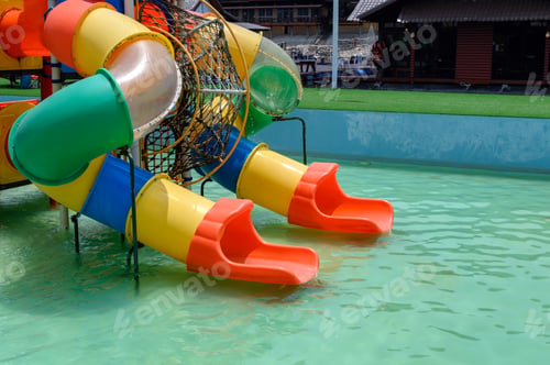Preview: Colorful slider childhood of amusement waterpark