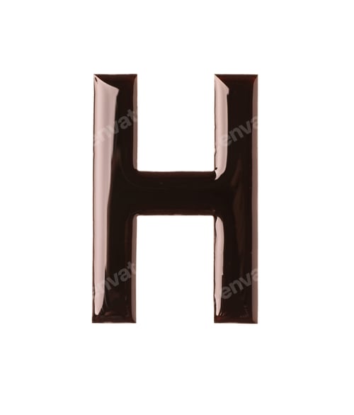 Preview: Chocolate letter H on white background, top view