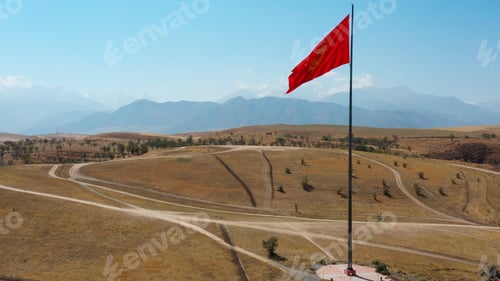 Preview: Aerial view flagpole with Kyrgyzstan flag