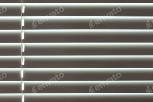 Preview: Closed modern white window blinds as background, closeup view