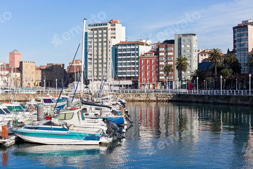 Preview: View on Old Port of Gijon and Yachts