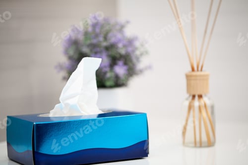 Preview: Box white hygiene napkins in light bathroom