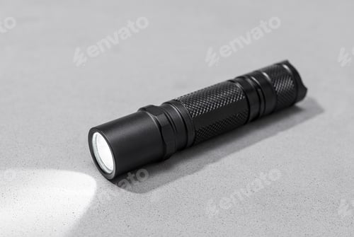 Preview: Led Pocket Flashlight switch on isolated on gray background