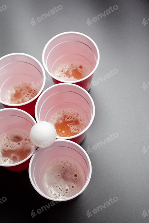 Preview: Beer pong college game on black background