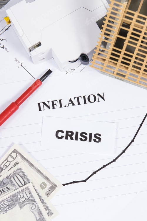 Preview: Electric fuse, screwdriver, small house under construction and currencies Dolar