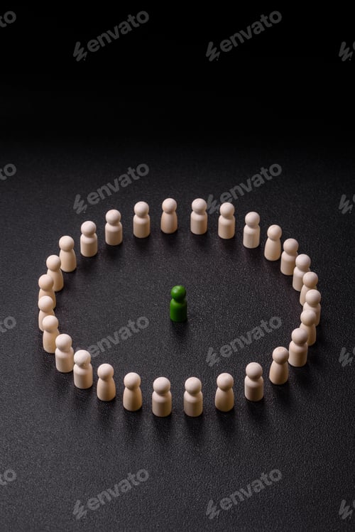 Preview: Wooden figurines as a concept for human resources, recruiting team members. Wooden figurines