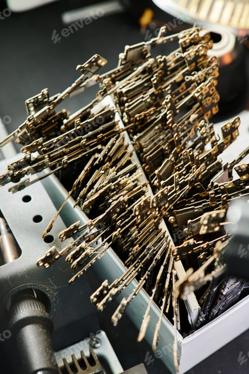 Preview: top view of different microschemes for electronic devices in repair workshop, small business