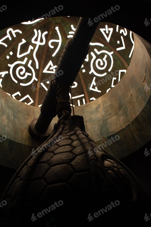 Preview: Vertical shot of ancient Atlantis symbols in the Bahamas