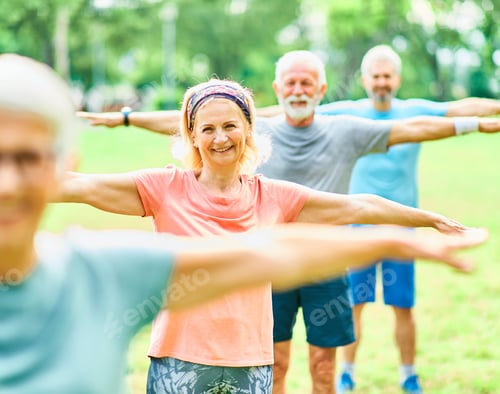 Preview: outdoor senior fitness woman man lifestyle active sport exercise healthy fit