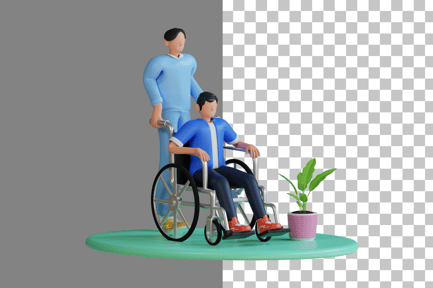 Preview: Nurse Helping Handicapped 3D Illustration