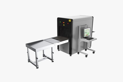 Preview: Security X Ray Machine, Angled View of Industrial Metal Detector with Conveyor Belt and Monitor