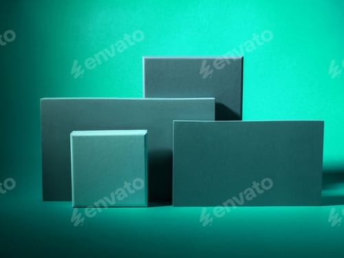 Preview: Geometric design shape podium on red background