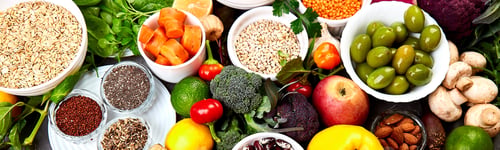 Preview: Banner of Ingredients for the healthy foods selection, concept of healthy food set up