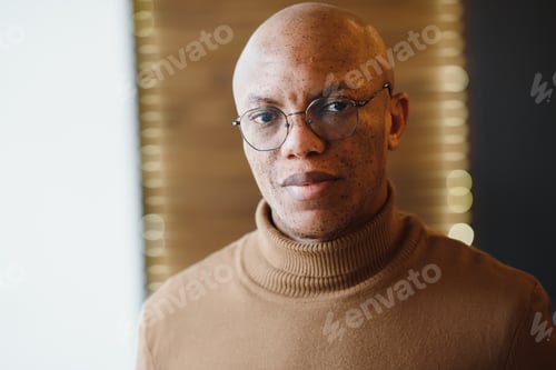 Preview: Close up portrait of african american man.