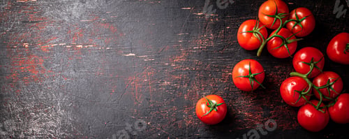 Preview: Fresh fragrant tomatoes on a branch.