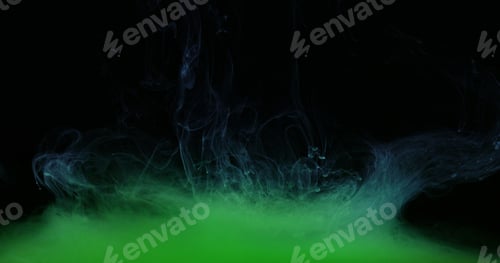 Preview: Green Ink Colors in Water Creating Liquid Art Shapes