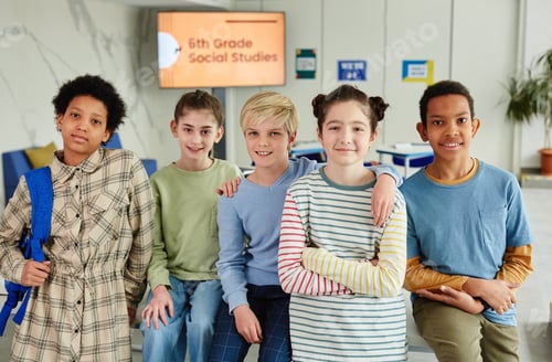 Preview: Multiethnic Group of Friends in School