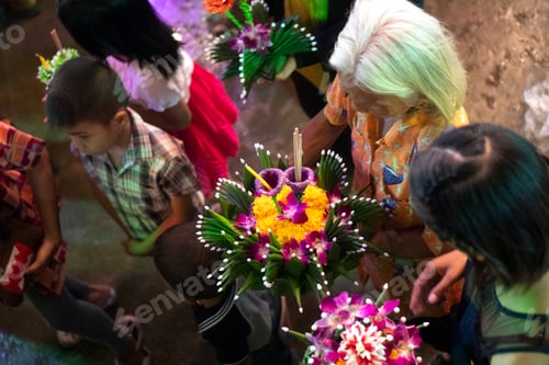 Preview: Loy Krathong festival, People buy flowers and candle to light and float on water to celebrate