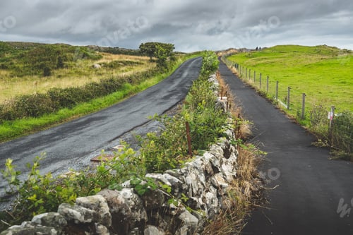 Preview: Close-up countryside Scottish roads. Islay island