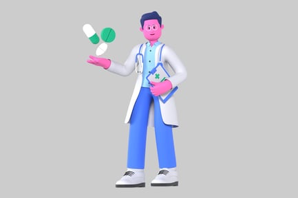 Preview: Cartoon doctor with pills