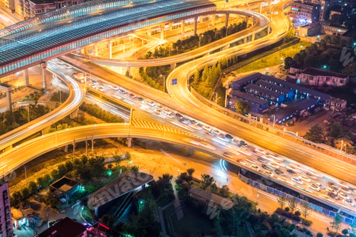Preview: city interchange closeup with traffic congestion