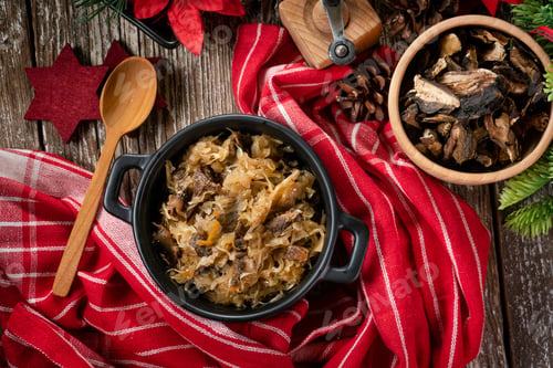 Preview: Traditional polish sauerkraut with mushrooms.