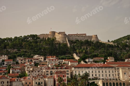 Preview: Mediterranean town Hvar, Croatia with its fortress on the hill