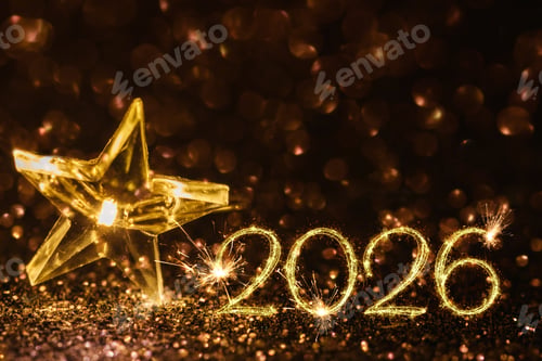 Preview: New Year Card Concept for 2026 with Sparkler Numbers and Glitter